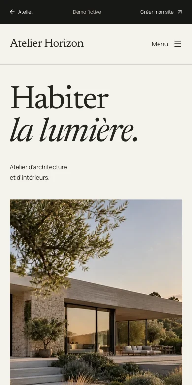 Aperçu réel du site de démonstration Atelier Horizon