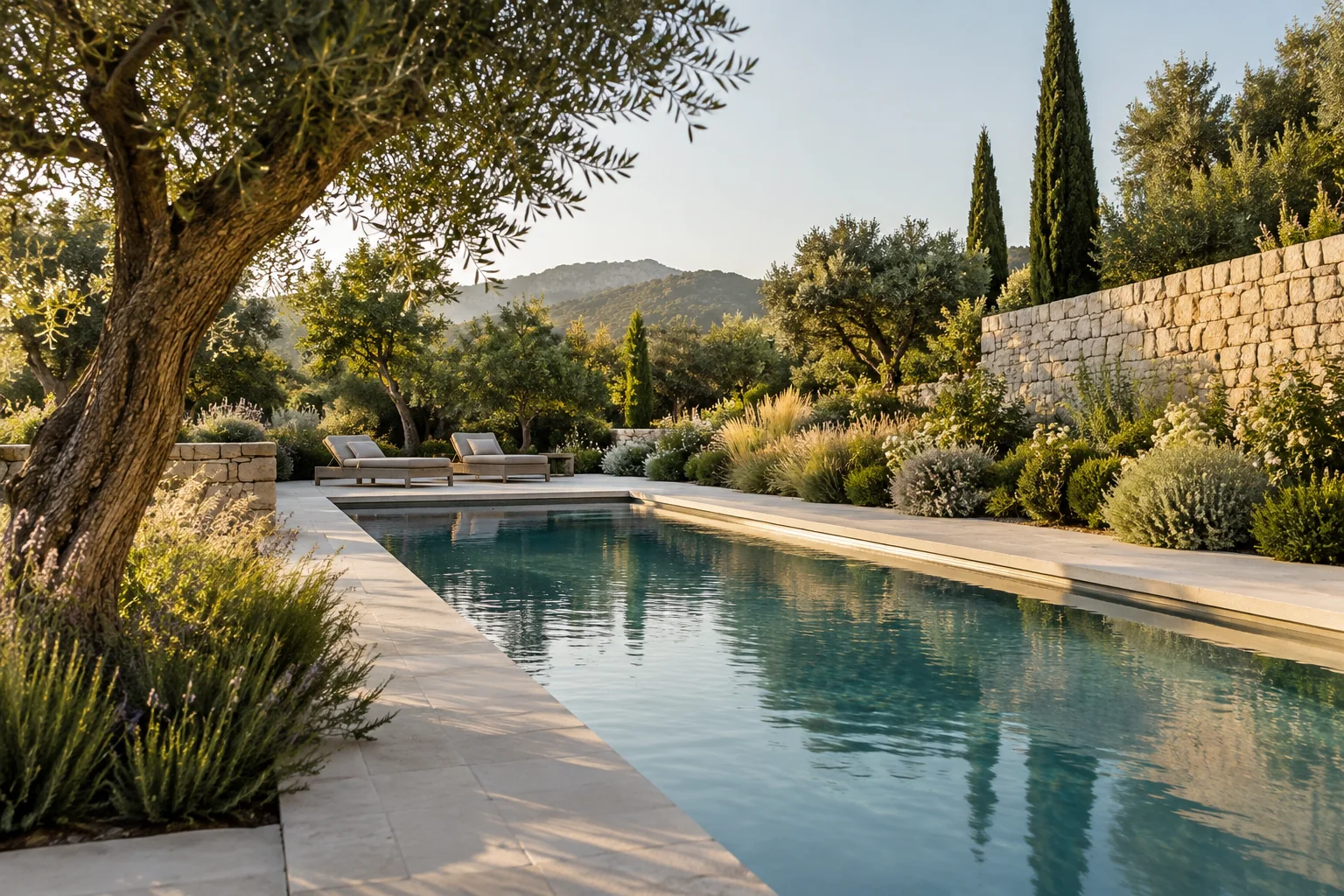 Bassin et jardin méditerranéen