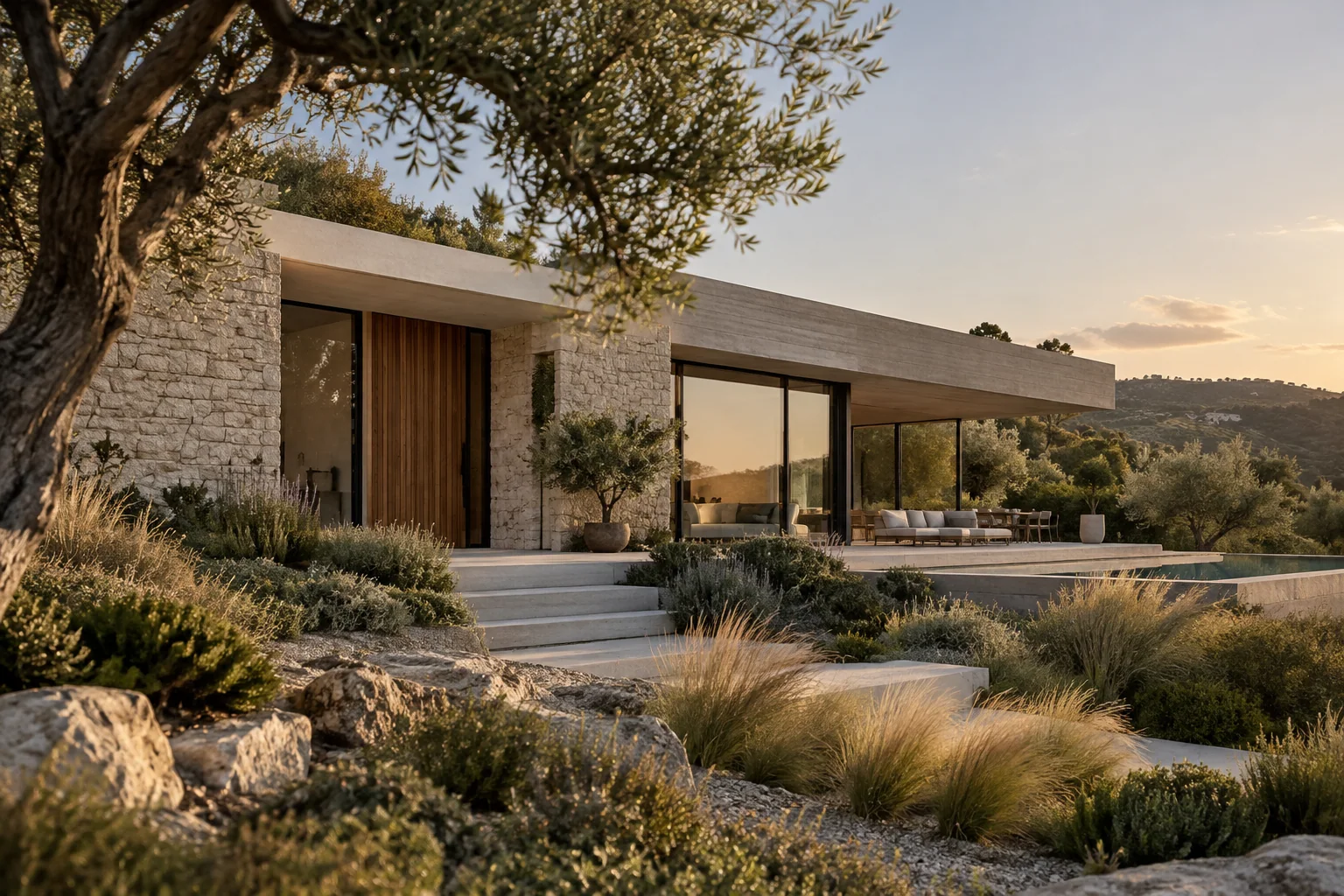 Villa contemporaine en pierre naturelle
